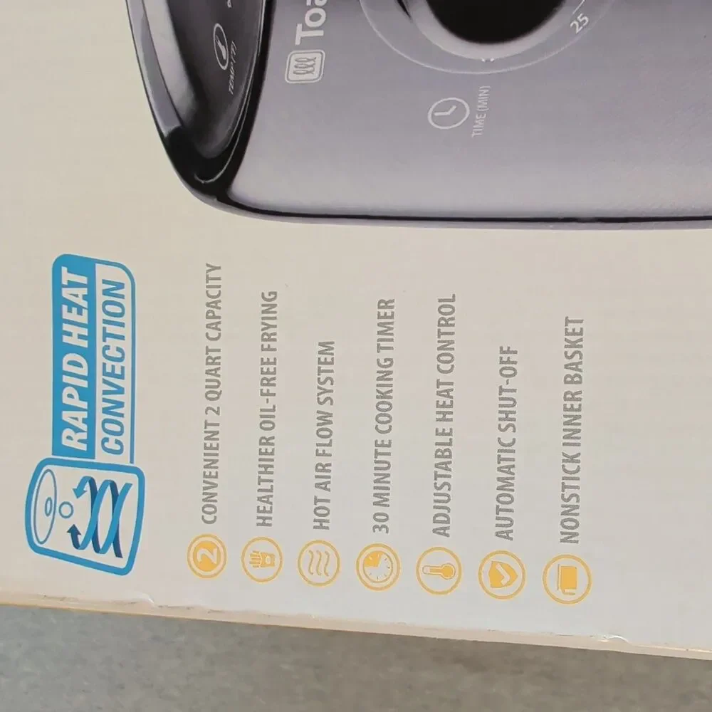 Toastmaster Air Fryer TM-200AF 2 Qt Black 1000W 120V Timer Temp Control